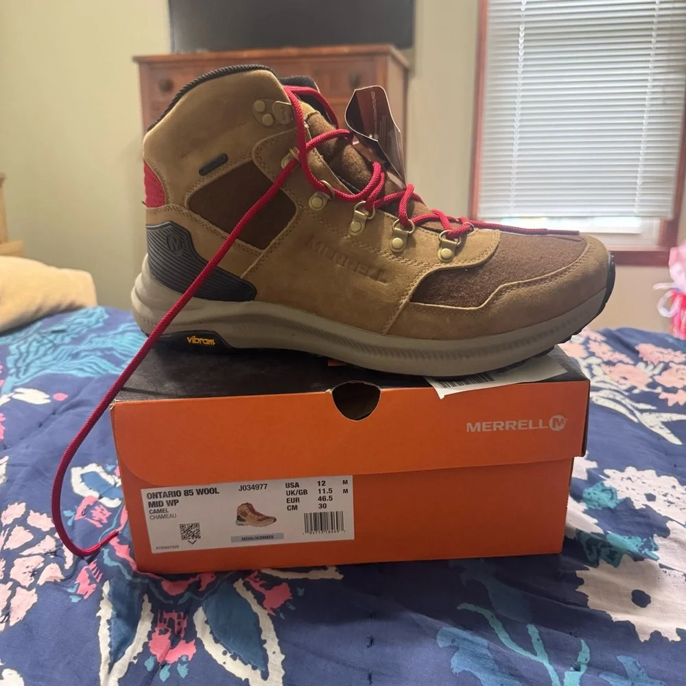 Merrell Ontario 85 Wool Mid WP Boots in Camel - Picture 4 of 4